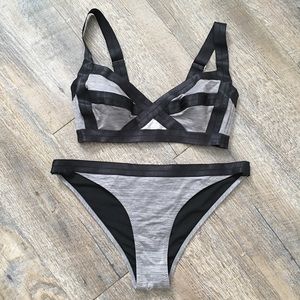 H&M Grey & Black Bikini Size 8 NWOT